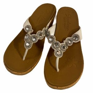 Skechers Luxefoam Jeweled Wedge Sandals